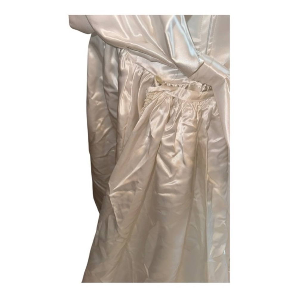 VTG DREAMY JESSICA MCCLINTOCK WEDDING GOWN SATIN REMOVABLE TRAINw/ACENT BOW sz10 - Picture 7 of 16
